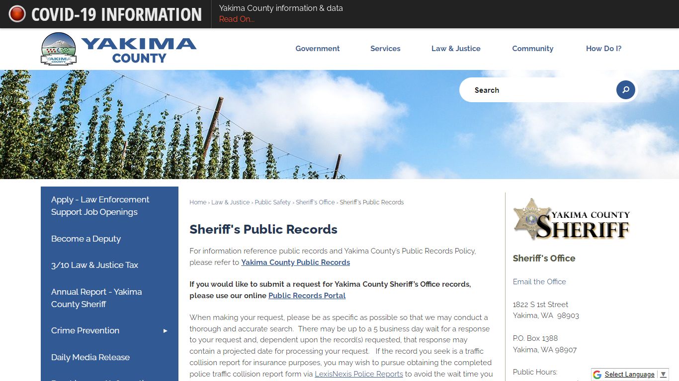 Sheriff's Public Records | Yakima County, WA